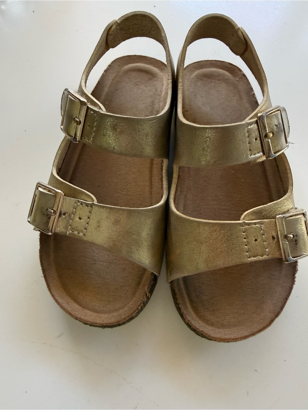 Cat & Jack Metallic Gold Double-Buckle Kids Sandals size 8